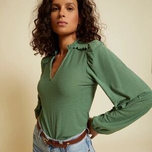 Nation LTD - Claudine Yoked Tee in Jade NWOT
